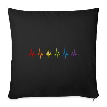 LGBT Heartbeat ECG Gay Pride CSD Rainbow Colorful - Sofa pillowcase 17,3'' x 17,3'' (45 x 45 cm) - black - Front