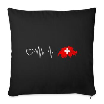 T-shirt Idée cadeau Suisse du 1er août - Housse de coussin décorative 45 x 45 cm - noir - Devant
