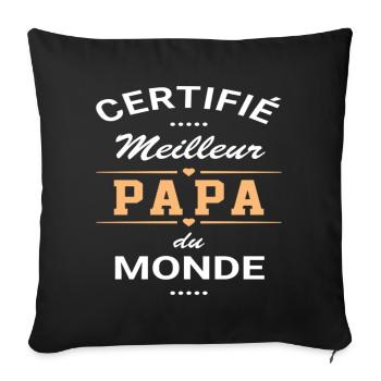 Certifié meilleur papa cadeau fête des pères - Housse de coussin décorative 45 x 45 cm - noir - Devant