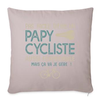 papy cycliste formidable vélo velo vélos - Housse de coussin décorative 45 x 45 cm - taupe clair - Devant