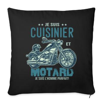 motard le meilleur cuisinier le meilleur cuisto - Housse de coussin décorative 45 x 45 cm - noir - Devant