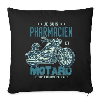 motard le meilleur pharmacien le meilleur - Housse de coussin décorative 45 x 45 cm - noir - Devant