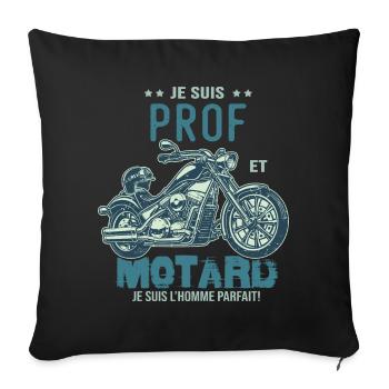 motard le meilleur prof le meilleur professeur - Housse de coussin décorative 45 x 45 cm - noir - Devant