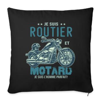 motard le meilleur routier le meilleur - Housse de coussin décorative 45 x 45 cm - noir - Devant