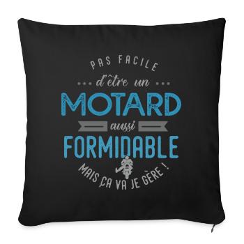 motard formidable cadeau pour motard sport moto - Housse de coussin décorative 45 x 45 cm - noir - Devant
