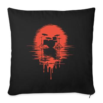 Drumset Silhouette Drums with Reflection - Sofa pillowcase 17,3'' x 17,3'' (45 x 45 cm) - black - Front