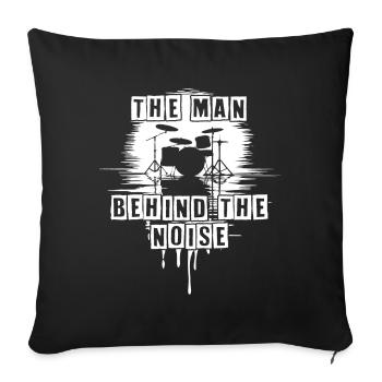 Homme derrière le bruit drôle de tambour motif - Housse de coussin décorative 45 x 45 cm - noir - Devant