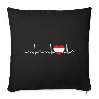 Austria - Heartbeat, pulse, heartline, ECG - Sofa pillowcase 17,3'' x 17,3'' (45 x 45 cm) - black - Front