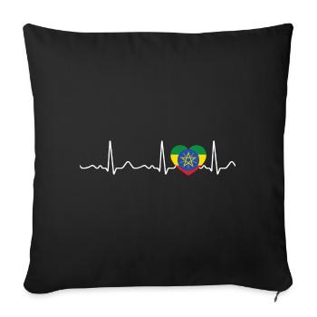 Ethiopie - rythme cardiaque, pouls, ligne cardiaque, ECG - Housse de coussin décorative 45 x 45 cm - noir - Devant