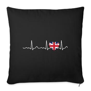 United Kingdom - Heartbeat, Pulse, Heartline, ECG - Sofa pillowcase 17,3'' x 17,3'' (45 x 45 cm) - black - Front