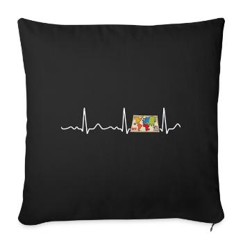 Risque - rythme cardiaque, pouls, ligne cardiaque, ECG - Housse de coussin décorative 45 x 45 cm - noir - Devant