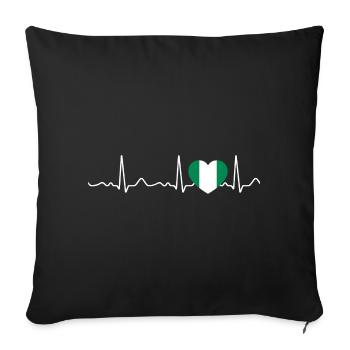 Nigeria - heartbeat, pulse, heart line, ECG - Sofa pillowcase 17,3'' x 17,3'' (45 x 45 cm) - black - Front