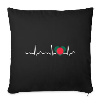 Bangladesh - rythme cardiaque, pouls, ligne cardiaque, ECG - Housse de coussin décorative 45 x 45 cm - noir - Devant