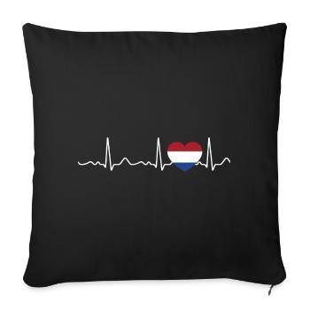 Netherlands - Heartbeat, pulse, heartline, ECG - Sofa pillowcase 17,3'' x 17,3'' (45 x 45 cm) - black - Front