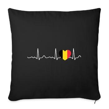 Belgium - Heartbeat, pulse, heartline, ECG - Sofa pillowcase 17,3'' x 17,3'' (45 x 45 cm) - black - Front