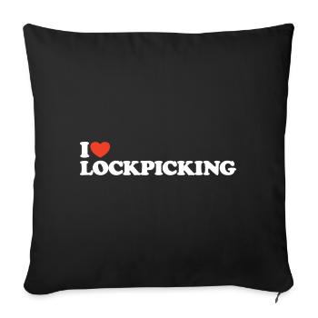 I love Lockpicking Heart Shirt - Sofa pillowcase 17,3'' x 17,3'' (45 x 45 cm) - black - Front