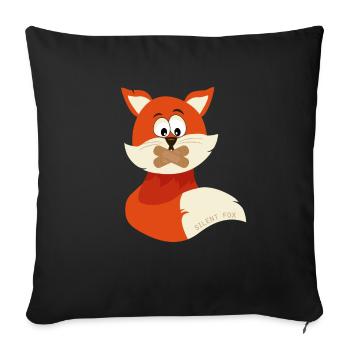 silent fox - save the Schweigefuchs! - Sofa pillowcase 17,3'' x 17,3'' (45 x 45 cm) - black - Front