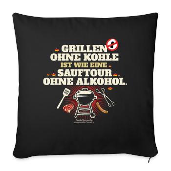 Grillen ohne Kohle Button - Sofakissenbezug 45 x 45 cm - Schwarz - Vorne