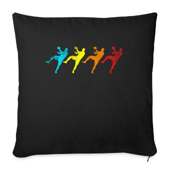 Handball Handball rétro-cadeau équipe équipe - Housse de coussin décorative 45 x 45 cm - noir - Devant