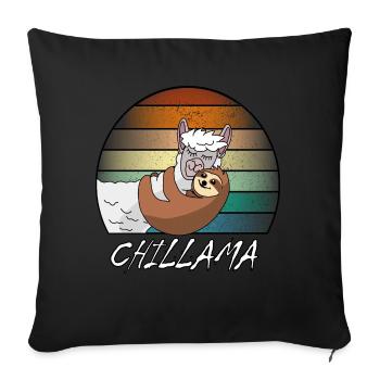 Alpagas et paresseux - c’est l’amour - Saint Valentin - Housse de coussin décorative 45 x 45 cm - noir - Devant