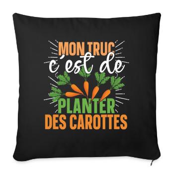 Carotte jardinage jardinier retraite papy mamie - Housse de coussin décorative 45 x 45 cm - noir - Devant