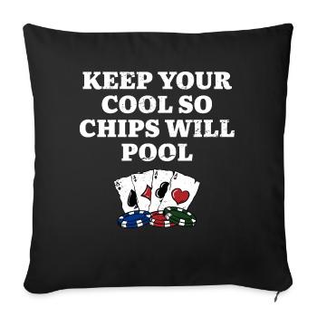 Gardez vos jetons cool pool casino poker - Housse de coussin décorative 45 x 45 cm - noir - Devant