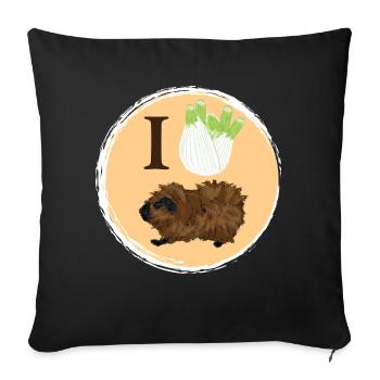 Design mit einem Rosetten-Meerschweinchen 4 - Sofakissenbezug 45 x 45 cm - Schwarz - Vorne