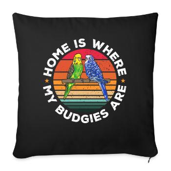 Budgerigar Parakeet Bird Pet Gift - Sofa pillowcase 17,3'' x 17,3'' (45 x 45 cm) - black - Front