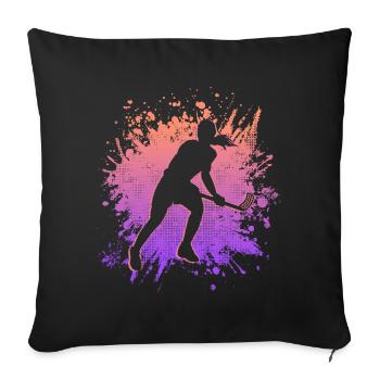 Floorball Player Floorballer Women Floorball - Sofa pillowcase 17,3'' x 17,3'' (45 x 45 cm) - black - Front