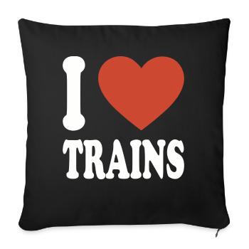 I love trains - Sofakissenbezug 45 x 45 cm - Schwarz - Vorne