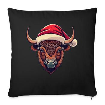 Bison Weihnachten Santa - Sofakissenbezug 45 x 45 cm - Schwarz - Vorne