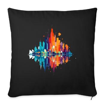 Bâtiments Paysage urbain Moderne Gratte-ciel Ville - Housse de coussin décorative 45 x 45 cm - noir - Devant