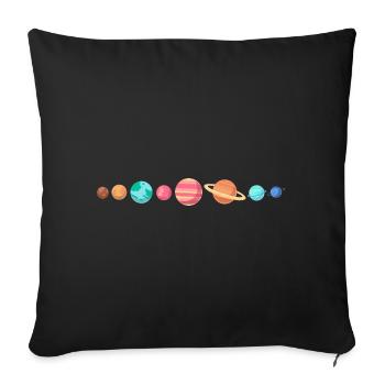 planètes Notre système solaire avec les 8 planètes - Housse de coussin décorative 45 x 45 cm - noir - Devant