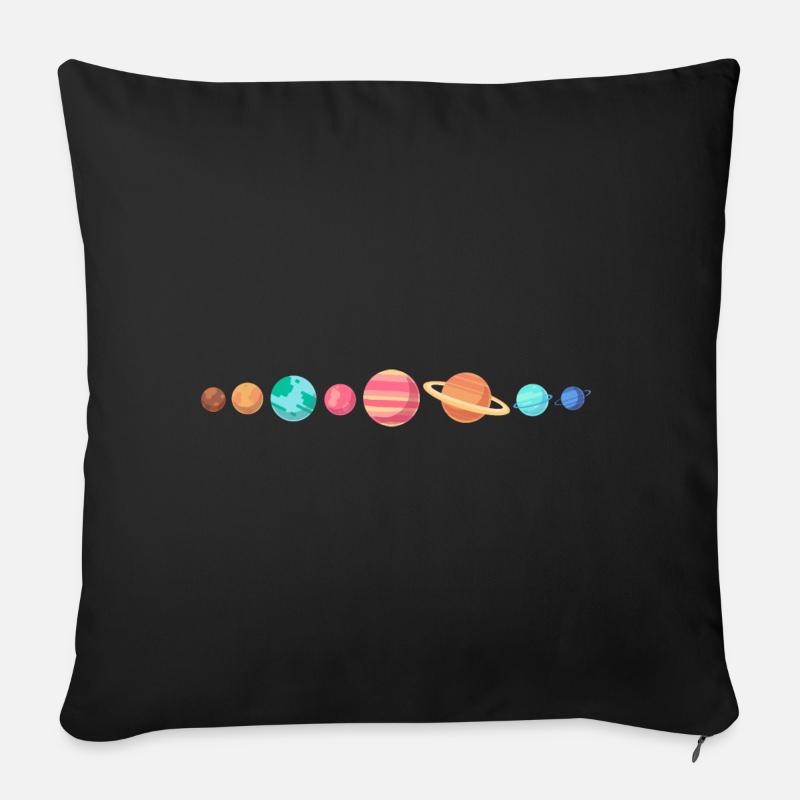 Planeten unser Sonnensystem mit allen 8 Planeten - Sofakissenbezug 45 x 45 cm - Schwarz