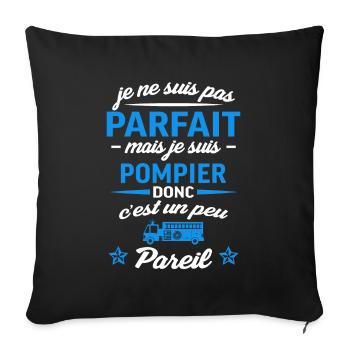 pas parfait pompier - Housse de coussin décorative 45 x 45 cm - noir - Devant