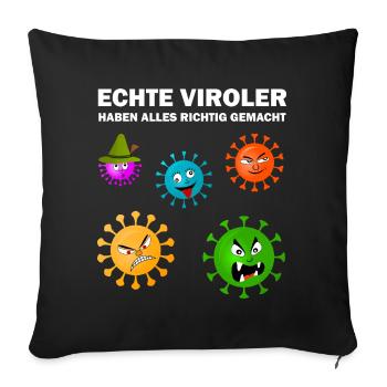Tirol Virus, Ischgl, Superspreader Corona Mutation - Sofakissenbezug 45 x 45 cm - Schwarz - Vorne