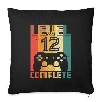 12th Birthday Gamer Level 12 Complete 12 years - Sofa pillowcase 17,3'' x 17,3'' (45 x 45 cm) - black - Front