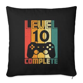 10th Birthday Gamer Level 10 Complete 10 years - Sofa pillowcase 17,3'' x 17,3'' (45 x 45 cm) - black - Front