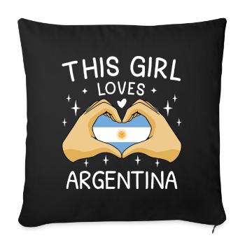 Drapeau de l’Argentine Amérique du Sud Drapeau argentin - Housse de coussin décorative 45 x 45 cm - noir - Devant