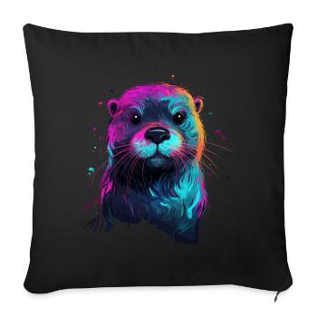 Otter Otter Sea Otter - Sofa pillowcase 17,3'' x 17,3'' (45 x 45 cm) - black - Front