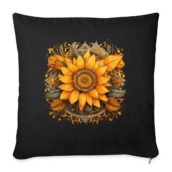 Mandala sunflower floral embellishments - Sofa pillowcase 17,3'' x 17,3'' (45 x 45 cm) - black - Front