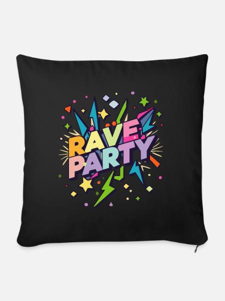 Rave Party Festival - Sofakissenbezug 45 x 45 cm - Schwarz