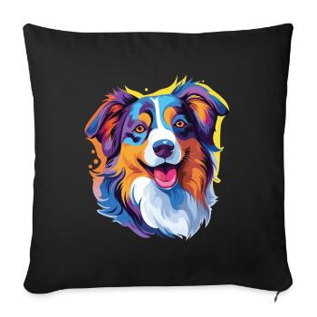 Berger australien pop art - Housse de coussin décorative 45 x 45 cm - noir - Devant