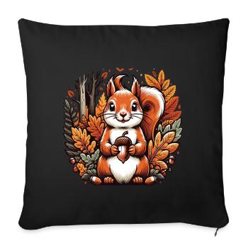 Kawaii Squirrel in an Autumn Forest - Sofa pillowcase 17,3'' x 17,3'' (45 x 45 cm) - black - Front