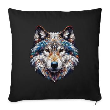 Portrait of a Wolf in Mosaic - Sofa pillowcase 17,3'' x 17,3'' (45 x 45 cm) - black - Front