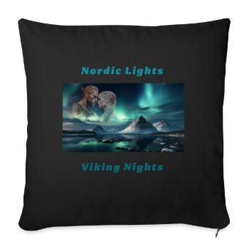 Viking Couple - Nordic Lights, Viking Nights - Sofa pillowcase 17,3'' x 17,3'' (45 x 45 cm) - black - Front