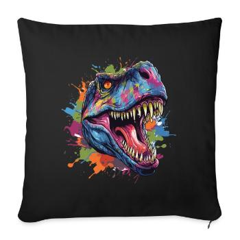 Tête de dinosaure t-rex avec un style graffiti - Housse de coussin décorative 45 x 45 cm - noir - Devant