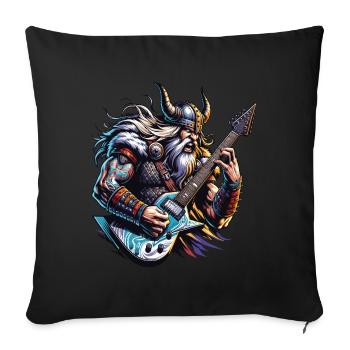 Wikingerkrieger, der E-Gitarre spielt. - Sofakissenbezug 45 x 45 cm - Schwarz - Vorne