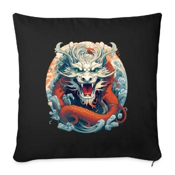 Design of a Chinese dragon - Sofa pillowcase 17,3'' x 17,3'' (45 x 45 cm) - black - Front