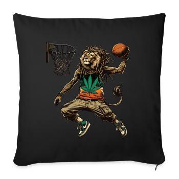 Un lion rasta qui fait un dunk au basket - Housse de coussin décorative 45 x 45 cm - noir - Devant